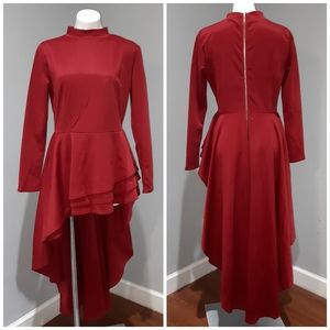High Low Long Sleeve Gown Dress 2XL